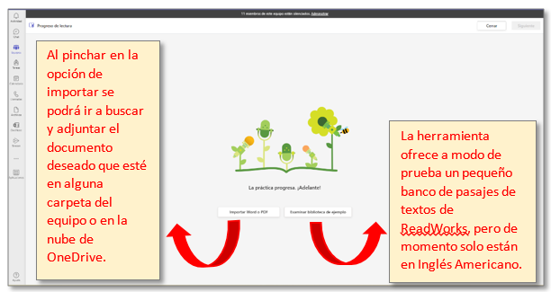 Cargar un pasaje de lectura