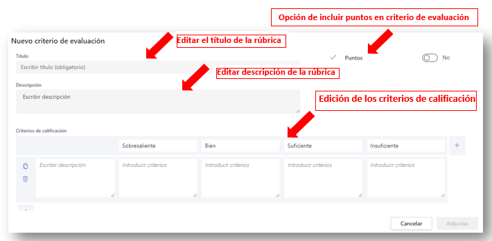 Diseño de la rúbrica