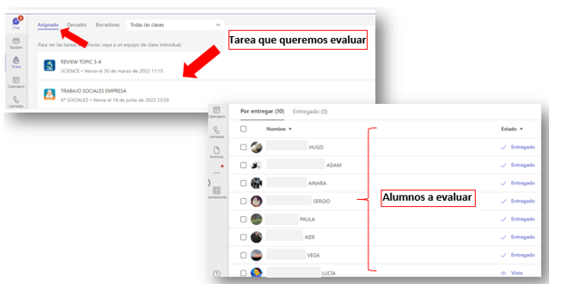 Acceso a la rúbrica para evaluar