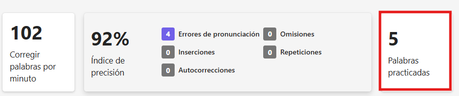 Captura de pantalla que muestra la ficha de datos de lectura de un alumno