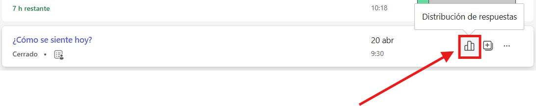 Captura de pantalla que muestra cómo acceder a las respuestas del alumnado en Reflect. 