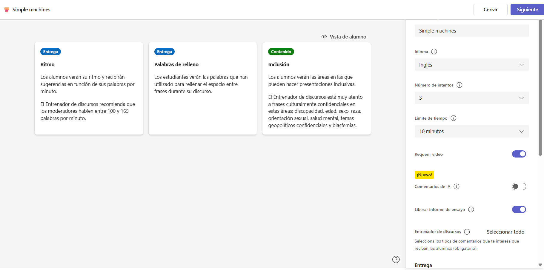 Captura de pantalla que muestra los aspectos que se valorarán en la tarea 
