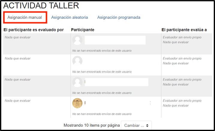 Taller. Asignación manual de envíos