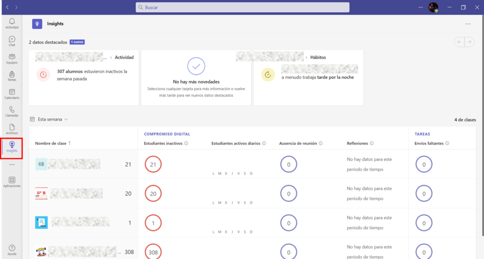 Captura acceso a Insights