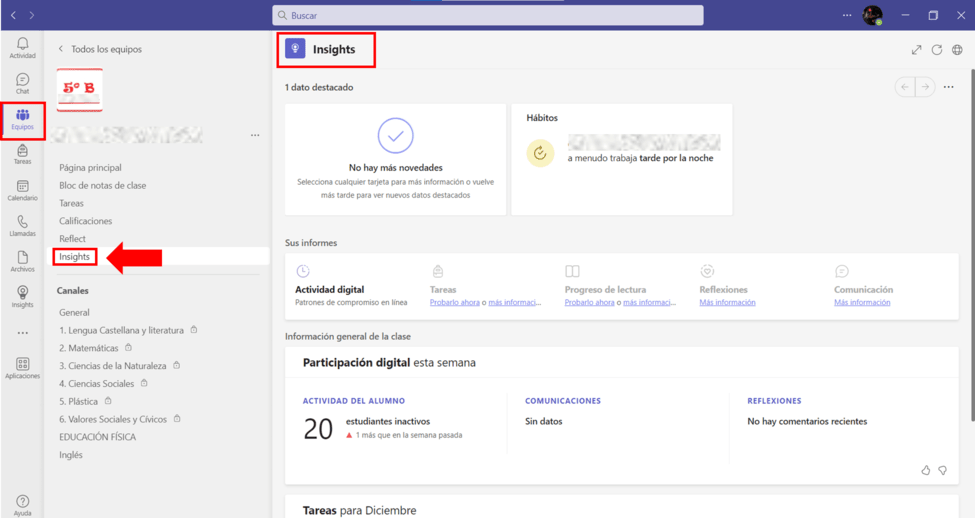 Captura acceso a Insights