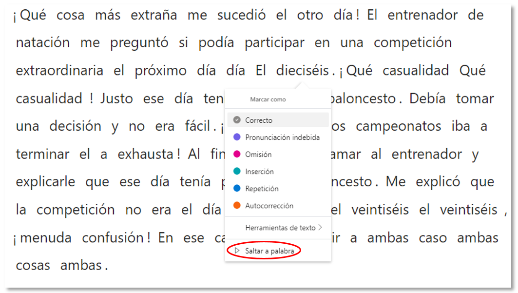 Opciones de corrección manual