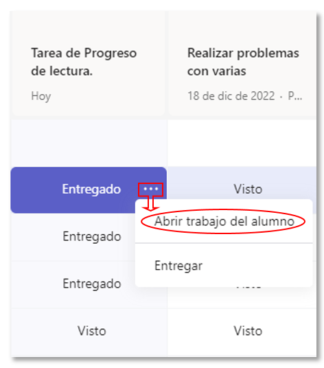 Acceso al trabajo del alumno