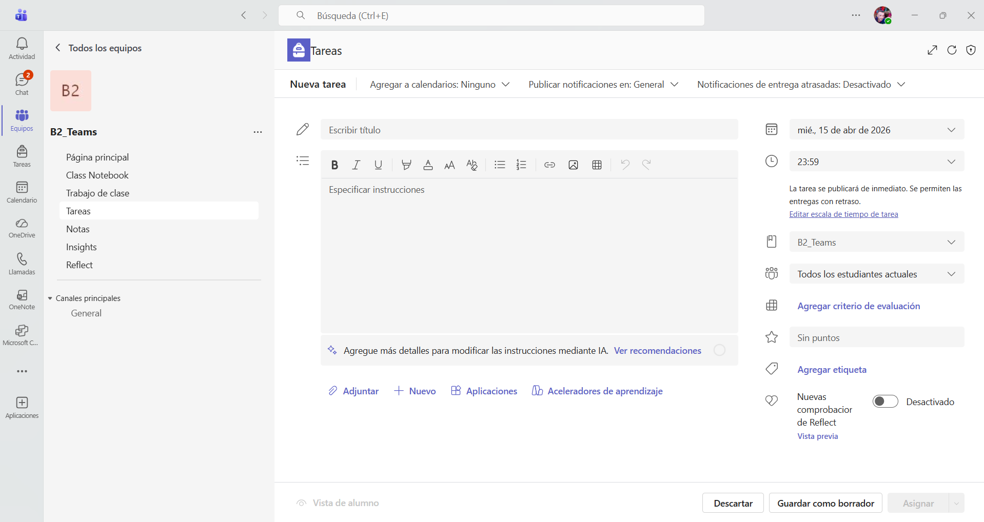 Entrar en apartado tareas
