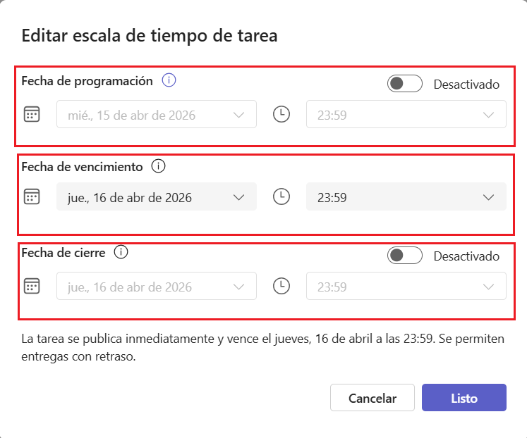 Instrucciones de una tarea