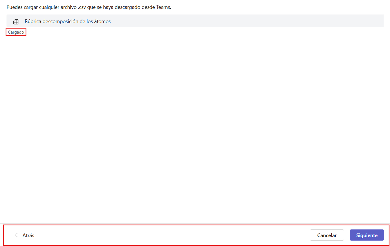 Importar rúbricas creadas previamente desde un archivo .csv