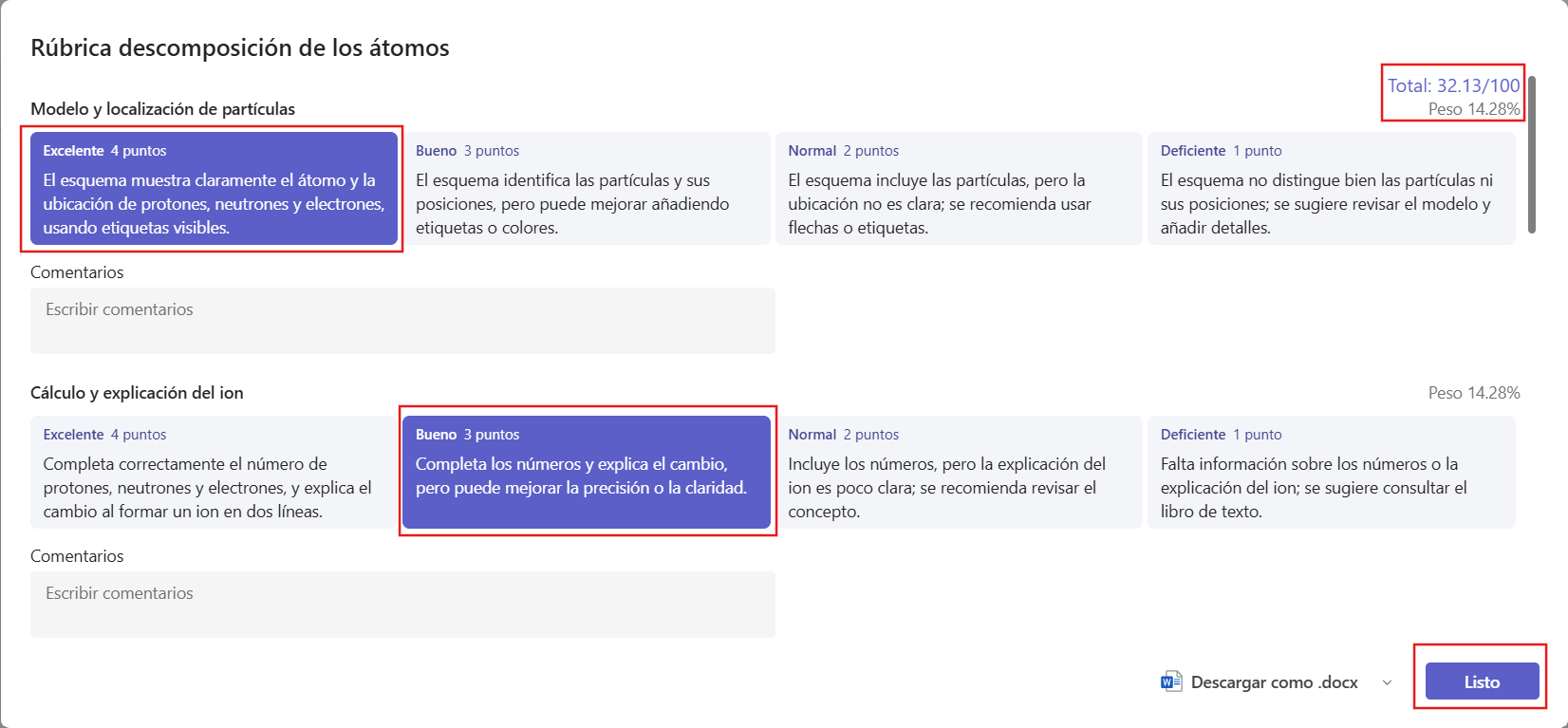 Importar rúbricas creadas previamente desde un archivo .csv