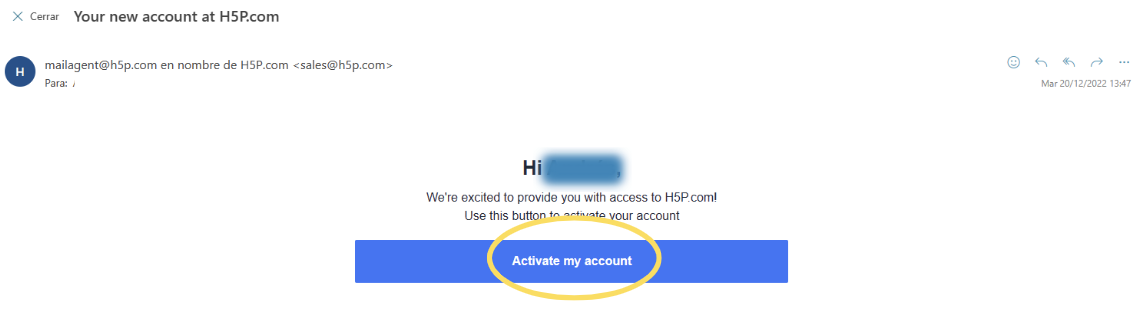 Activar cuenta H5P.com