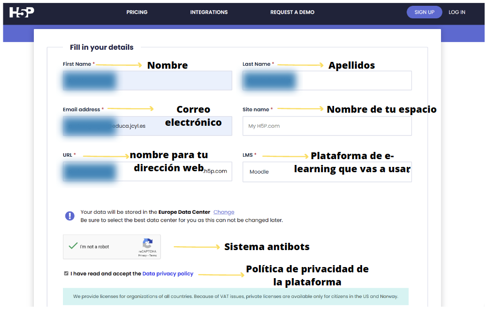 Formulario inscripción H5P.com