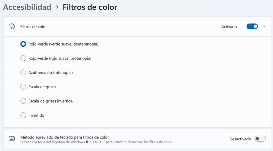 2.2. Filtros de color Windows. A2