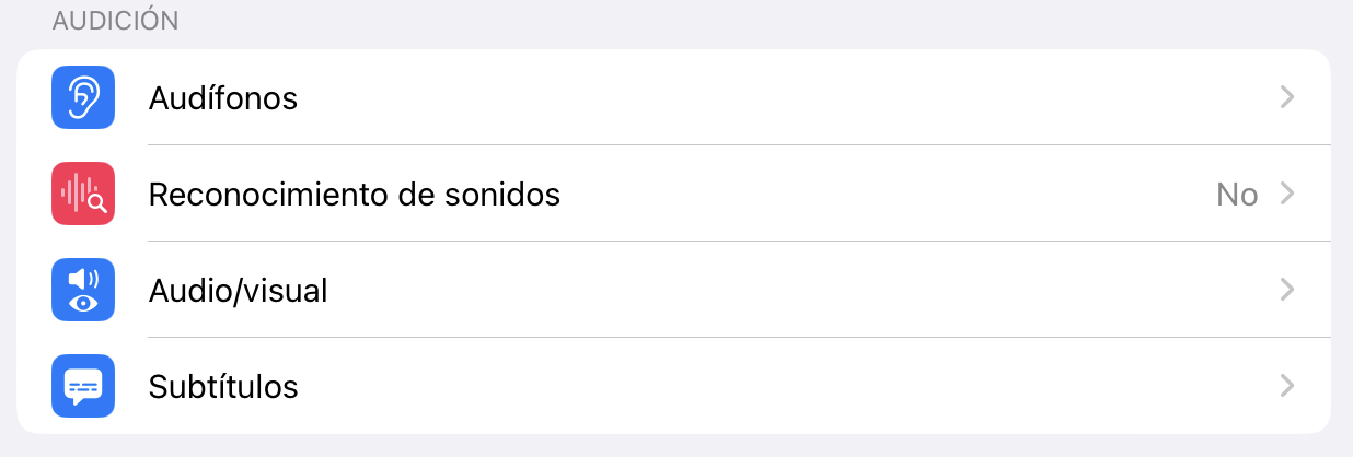 3.1. Ajustes de audición en IpadOS
