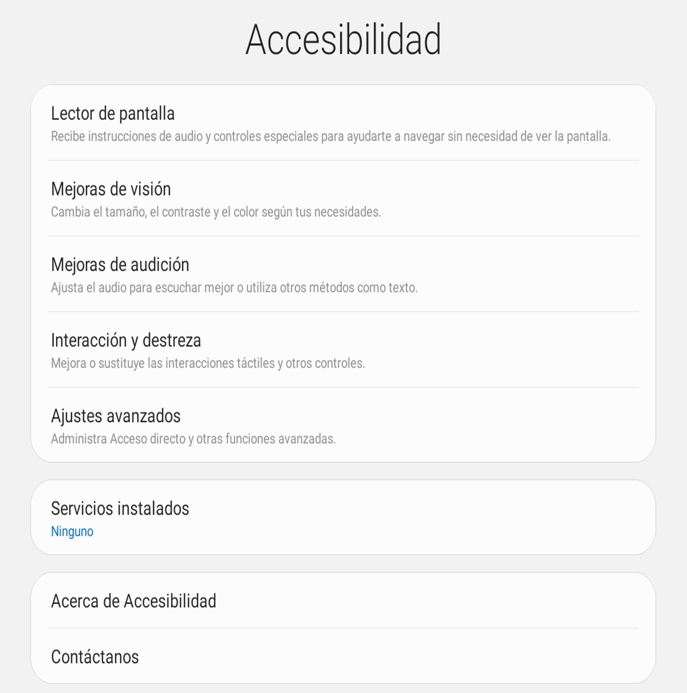 Menú de accesibilidad en Android