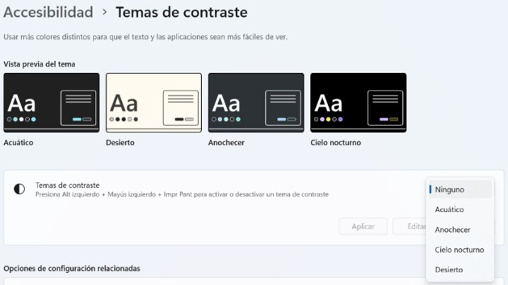 2.2. Temas de contraste. Windows. A2