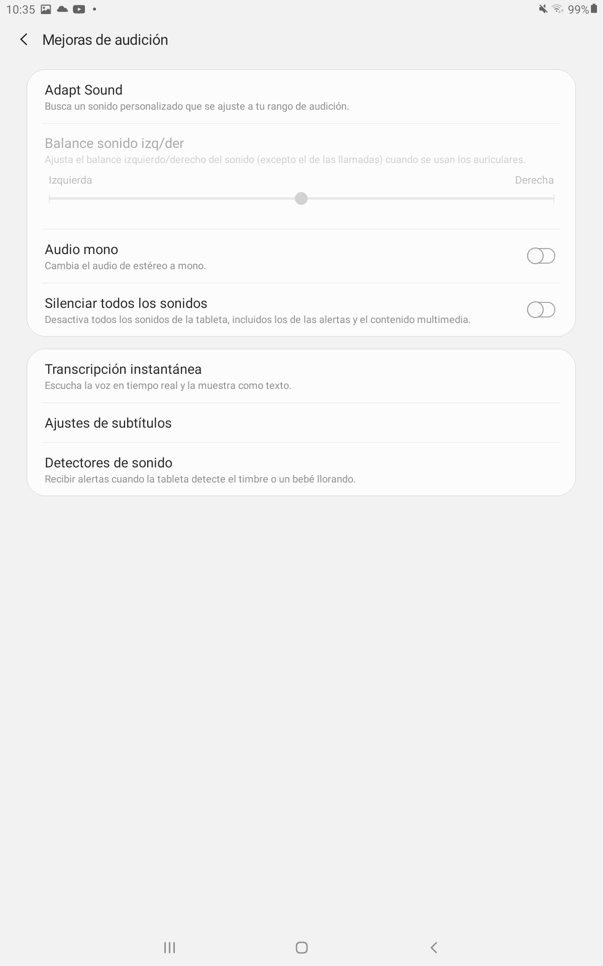 Mejoras de audición del menú Accesibilidad de Android