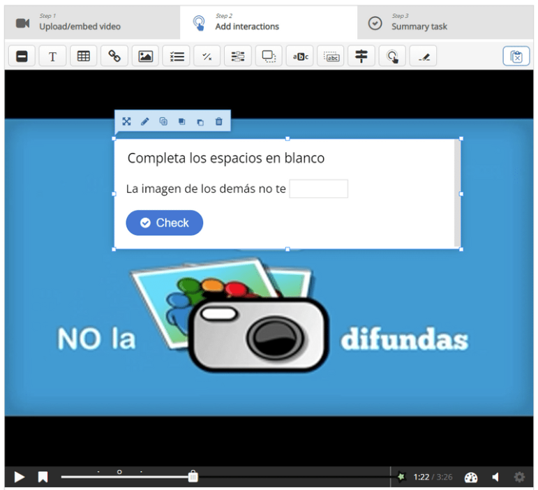 Apariencia final huecos blanco texto