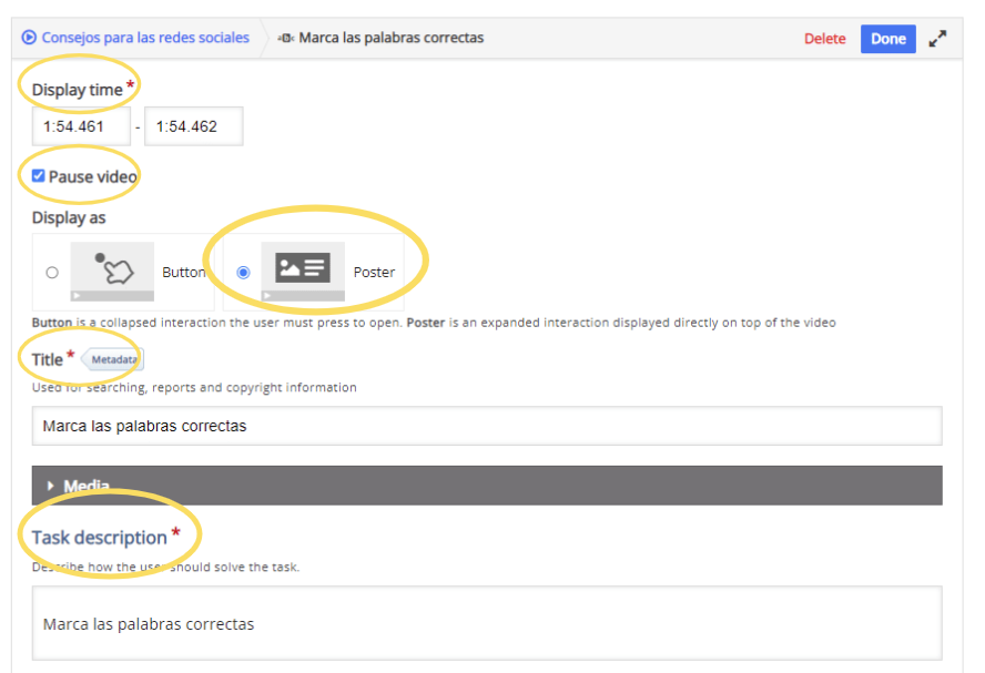Configuración marca las palabras correctas 01