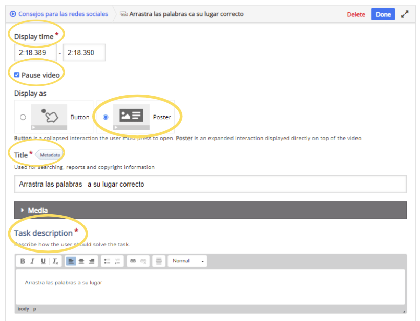 Configuración arrastra las palabras a su lugar 01