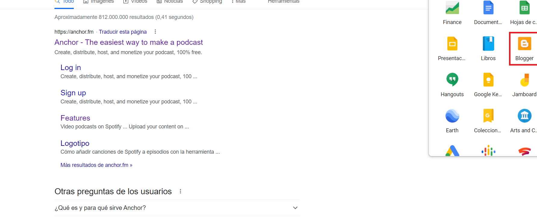 Captura pantalla. Blogger