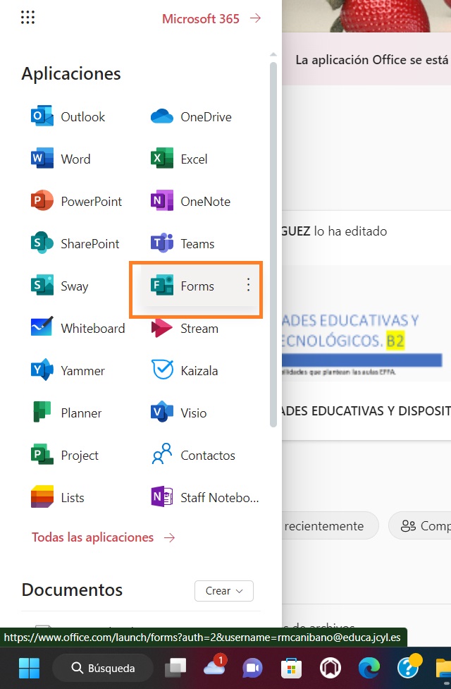 Captura de pantalla forms