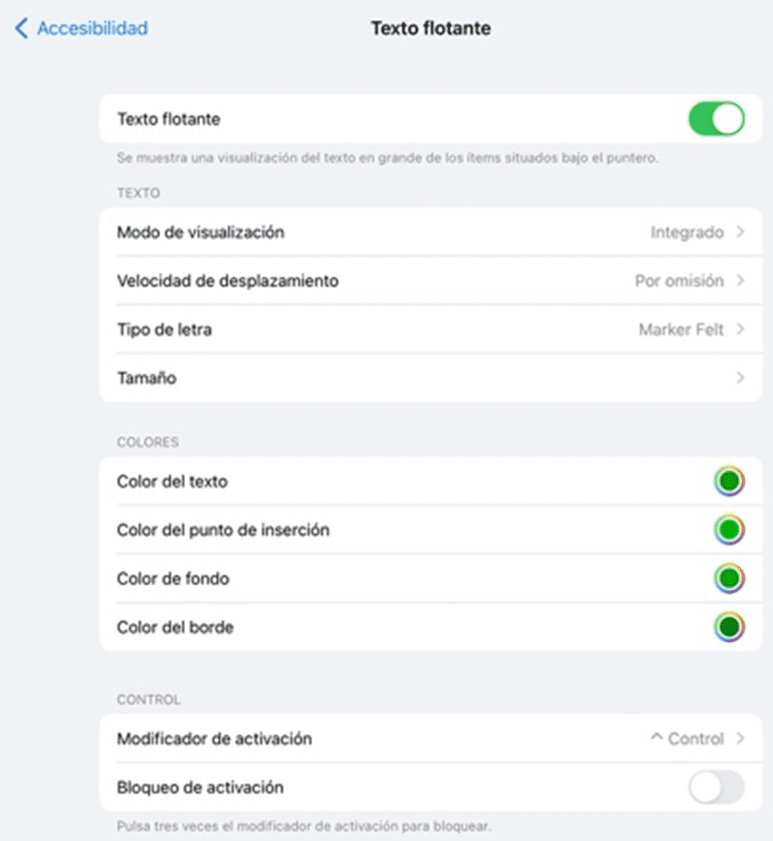 Texto flotante