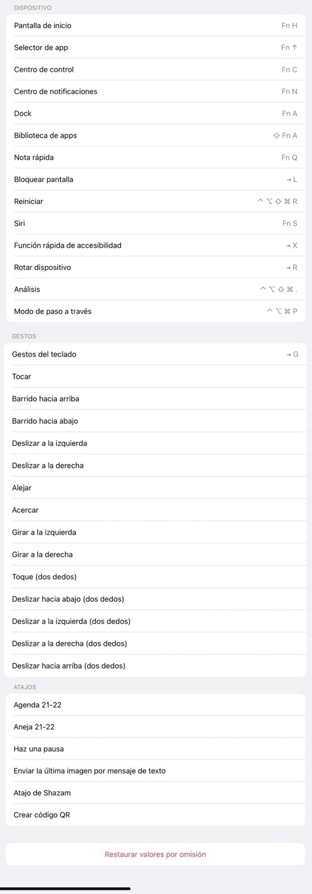 Menú con gestos en iPadOS 2