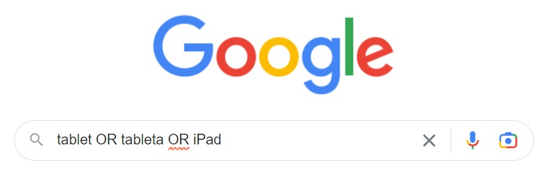 En la barra del buscador Google se lee: tablet OR tableta OR ipad