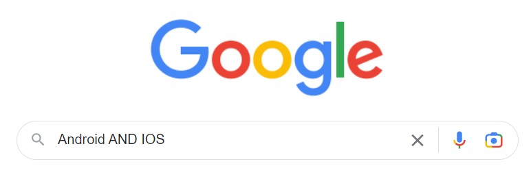 En la barra del buscador Google aparece escrito: Andoid AND IOS