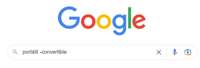 Barra buscador Google donde se lee: potátil -convertible