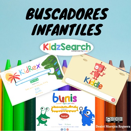 Una imagen donde aparecen los buscadores infantiles de Bunis, Kiddle, KidRex y Kidzsearch