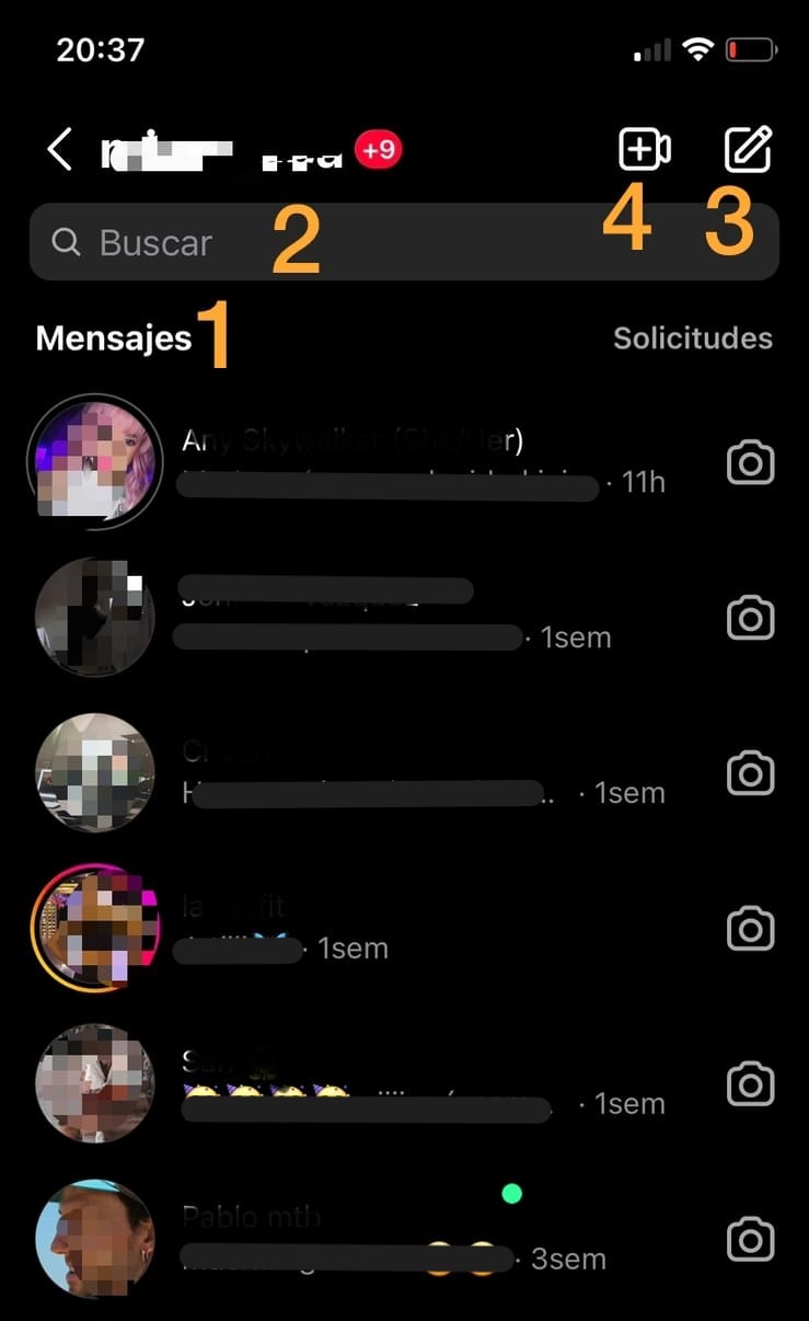 Numeración para iniciar un chat o una llamada