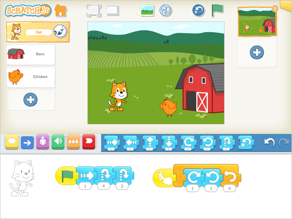 Interfez de Scratch Junior