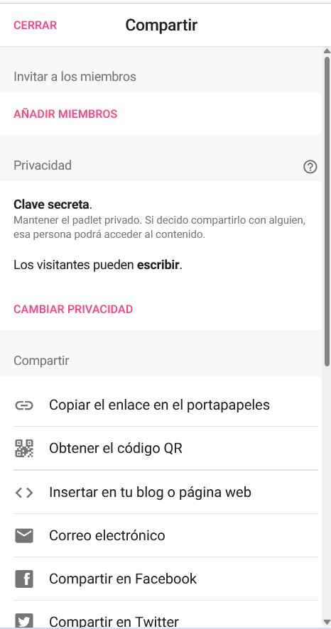 Captura de pantalla de Padlet
