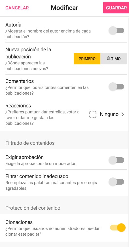 Captura de pantalla de Padlet