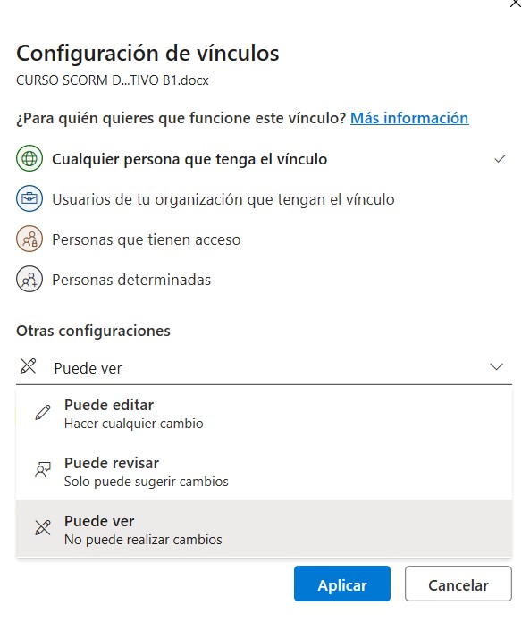 Configuración de vínculos en Word