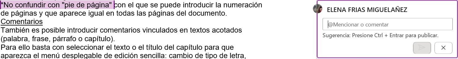 Comentario en Word