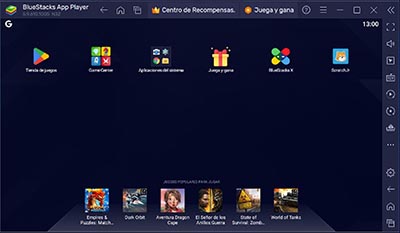 Captura de interfaz de BlueStacks
