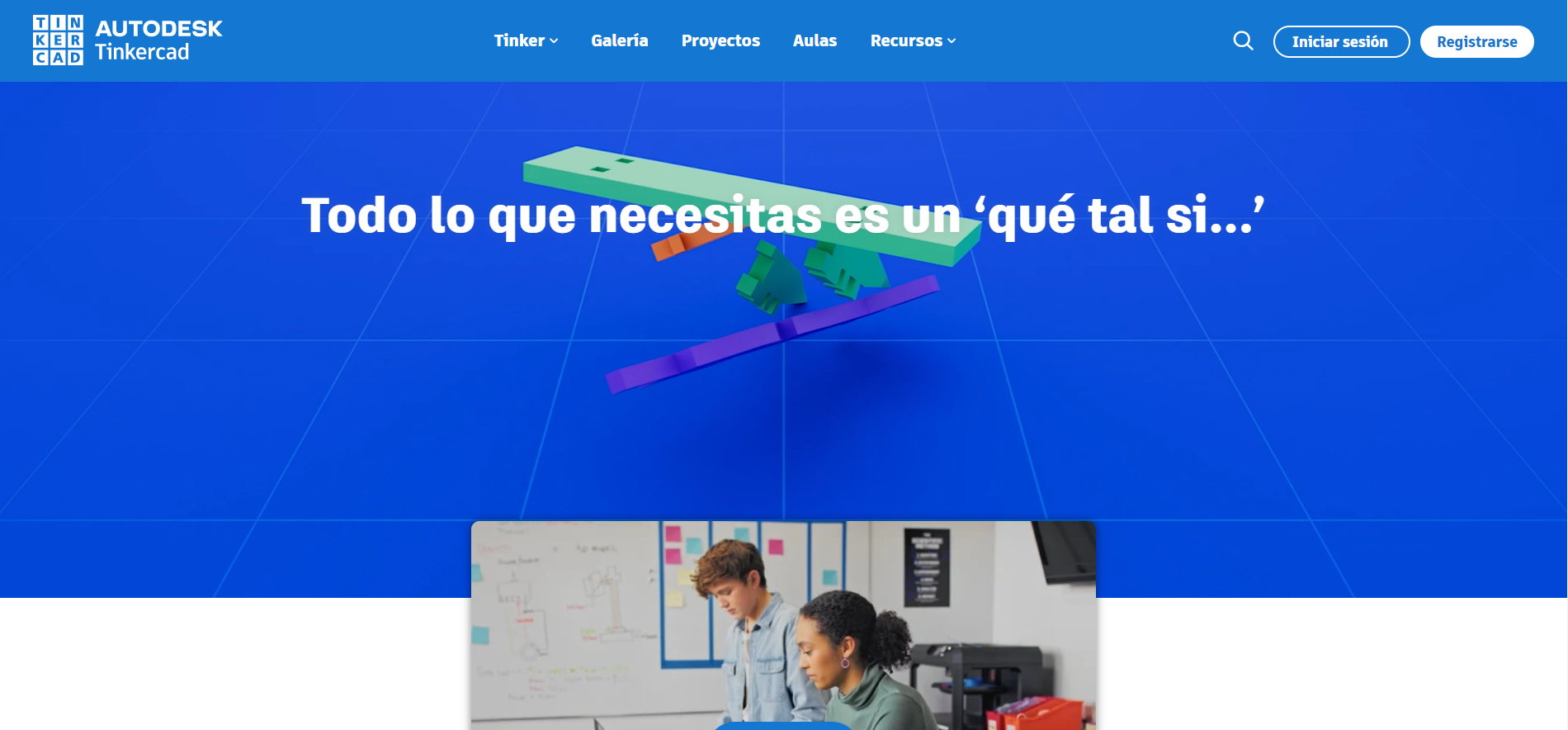 Captura de pantalla de la interfaz de Tinkercad