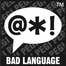 Icono con un bocadillo de cómic que contiene los símbolos @ * ! Debajo se lee Bad Language