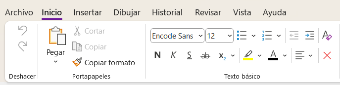 Captura de pantalla de OneNote