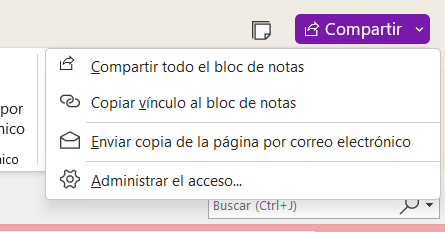 Captura de pantalla de OneNote