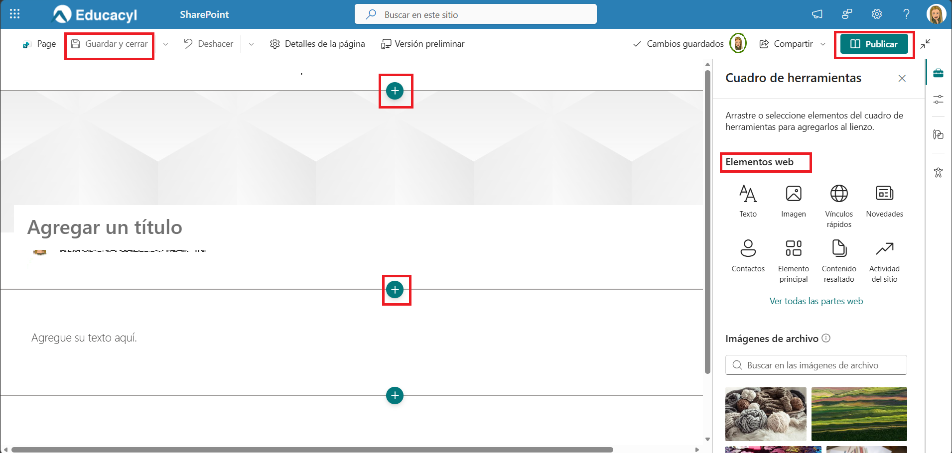 Captura de pantalla de SharePoint
