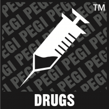 Icono de una jeringuilla. Debajo se lee Drugs