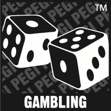 Icono de dos dados. Debajo se lee Gambling
