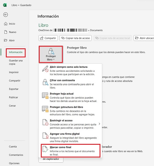 Captura de pantalla de Excel