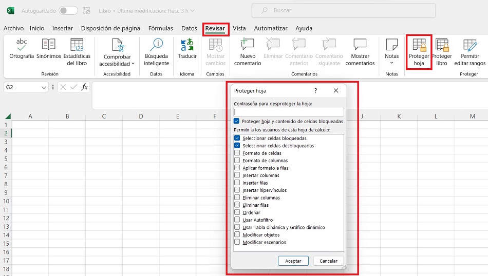 Captura de pantalla de Excel