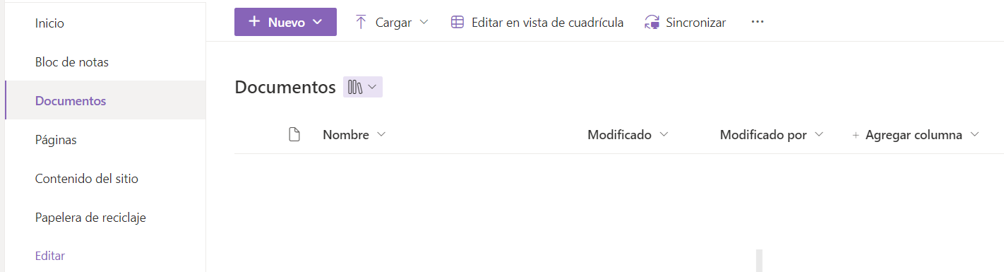 Captura de pantalla de SharePoint